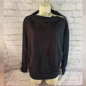 We The Free Zip Shoulder Oversize Sweater Black Dolman Sleeve S